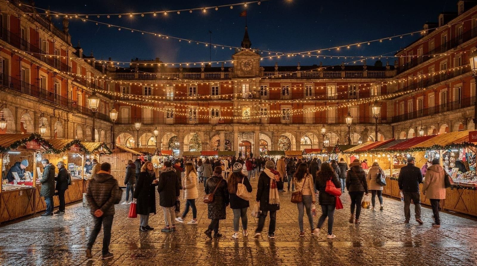 Madrid a Natale: la guida onesta a luci, mercati e tradizioni — Madrid a Natale: mercato di Plaza Mayor, Cabalgata de Reyes, spettacolari luci s