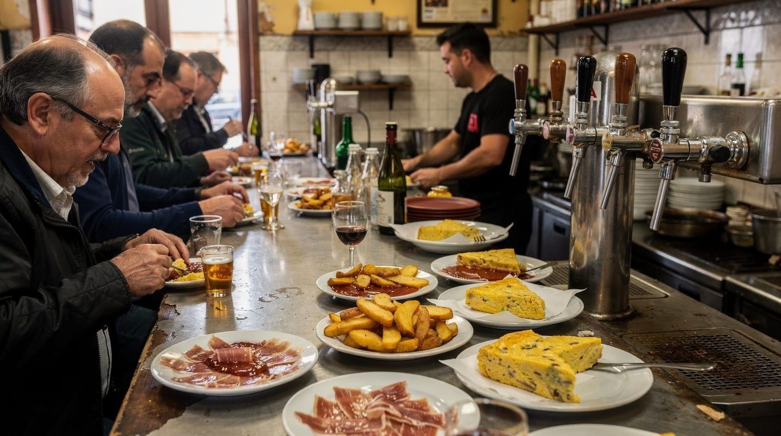 Gli errori alimentari dei turisti a Madrid (e come evitarli) — Orari sbagliati, menu turistici vicino a Sol, saltare l'ora del vermut — gli err