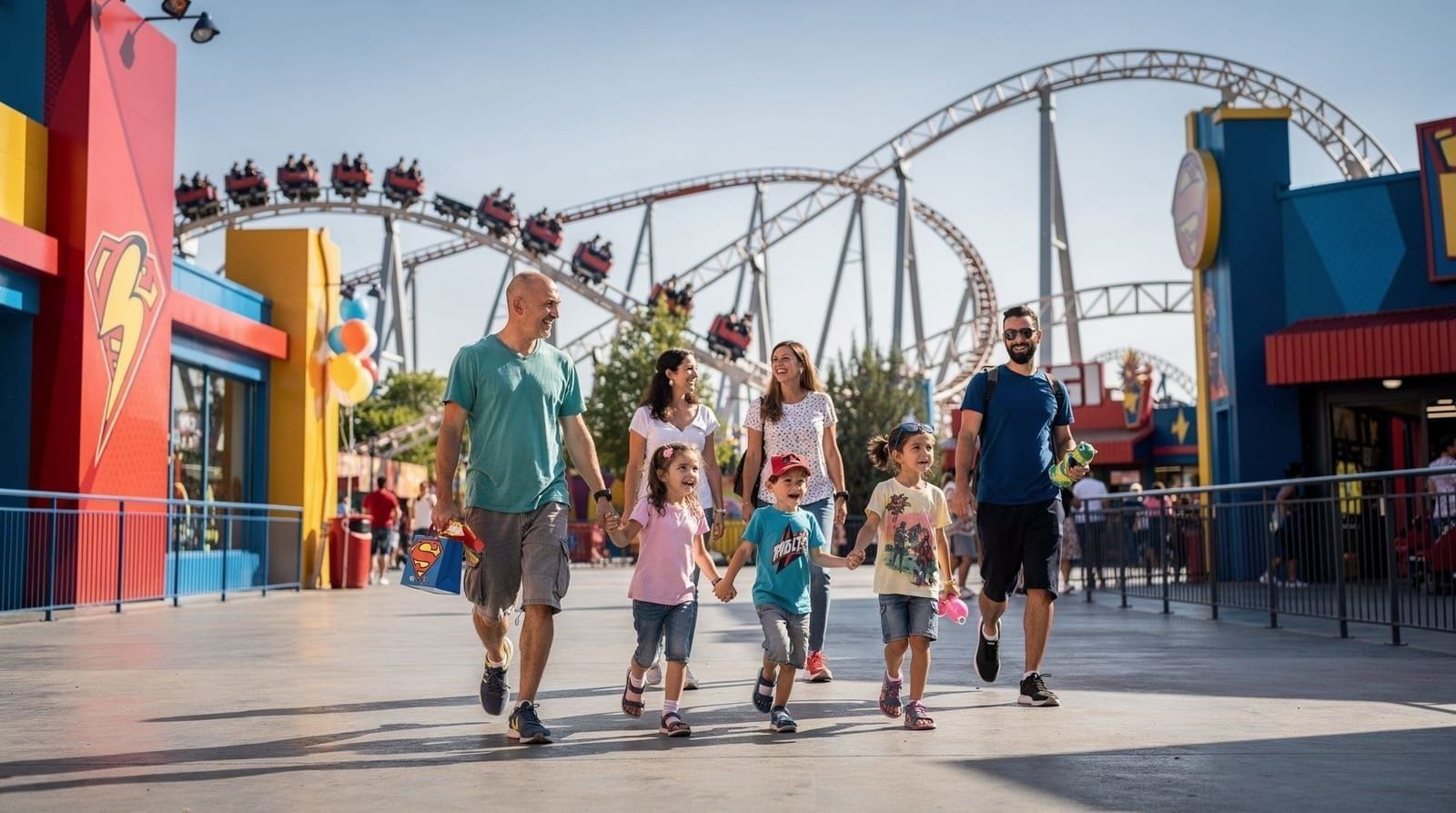 Parque Warner Madrid con bambini: il verdetto onesto — Warner Park è a 45 minuti da Madrid. Attrazioni DC, parco acquatico estivo, una 
